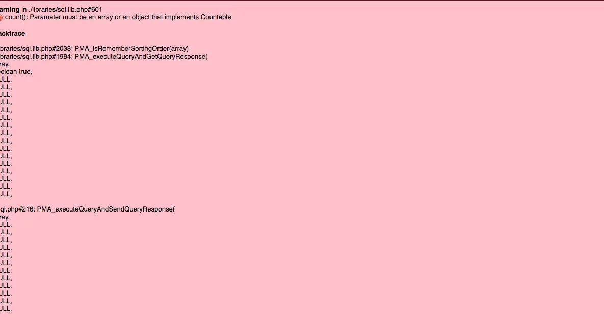 SQL Fehler - in ./libraries/sql.lib.php#601