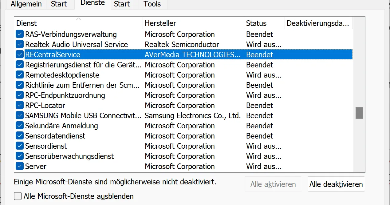 MSConig - Systemkonfiguration - ReCentral