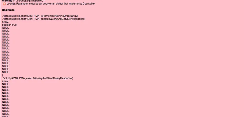 SQL Fehler - in ./libraries/sql.lib.php#601