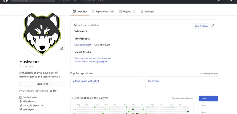 github profile huskynarr
