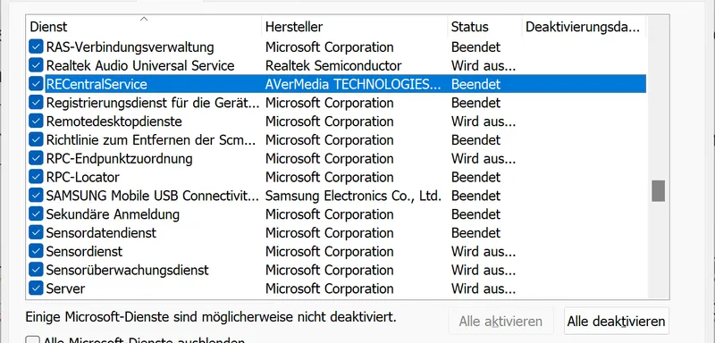 MSConig - Systemkonfiguration - ReCentral